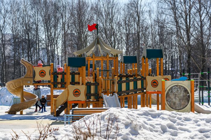 Центральный парк культуры и отдыха в Долгопрудном зимой