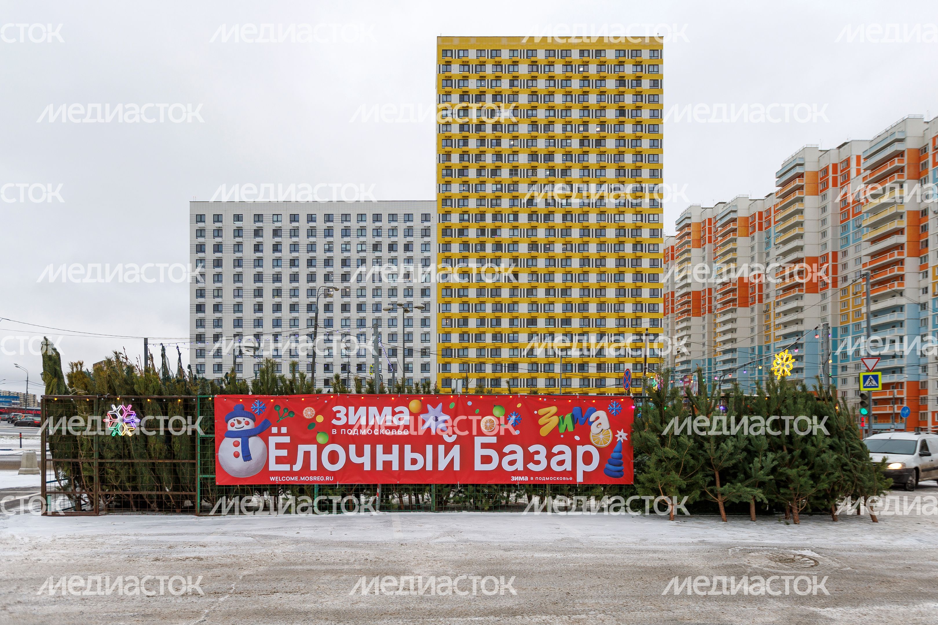 Елочный базар на улице Мира в Мытищах Елочный базар на улице Мира в Мытищах