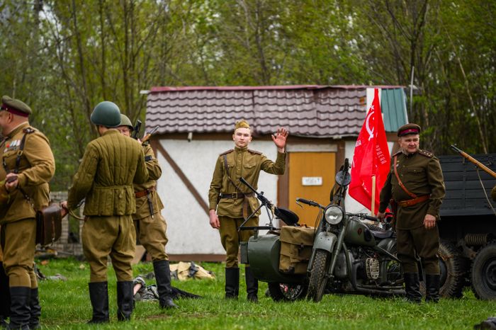 Военно-историческая реконструкция событий мая 1945 года в музее истории танка Т-34 в Мытищах