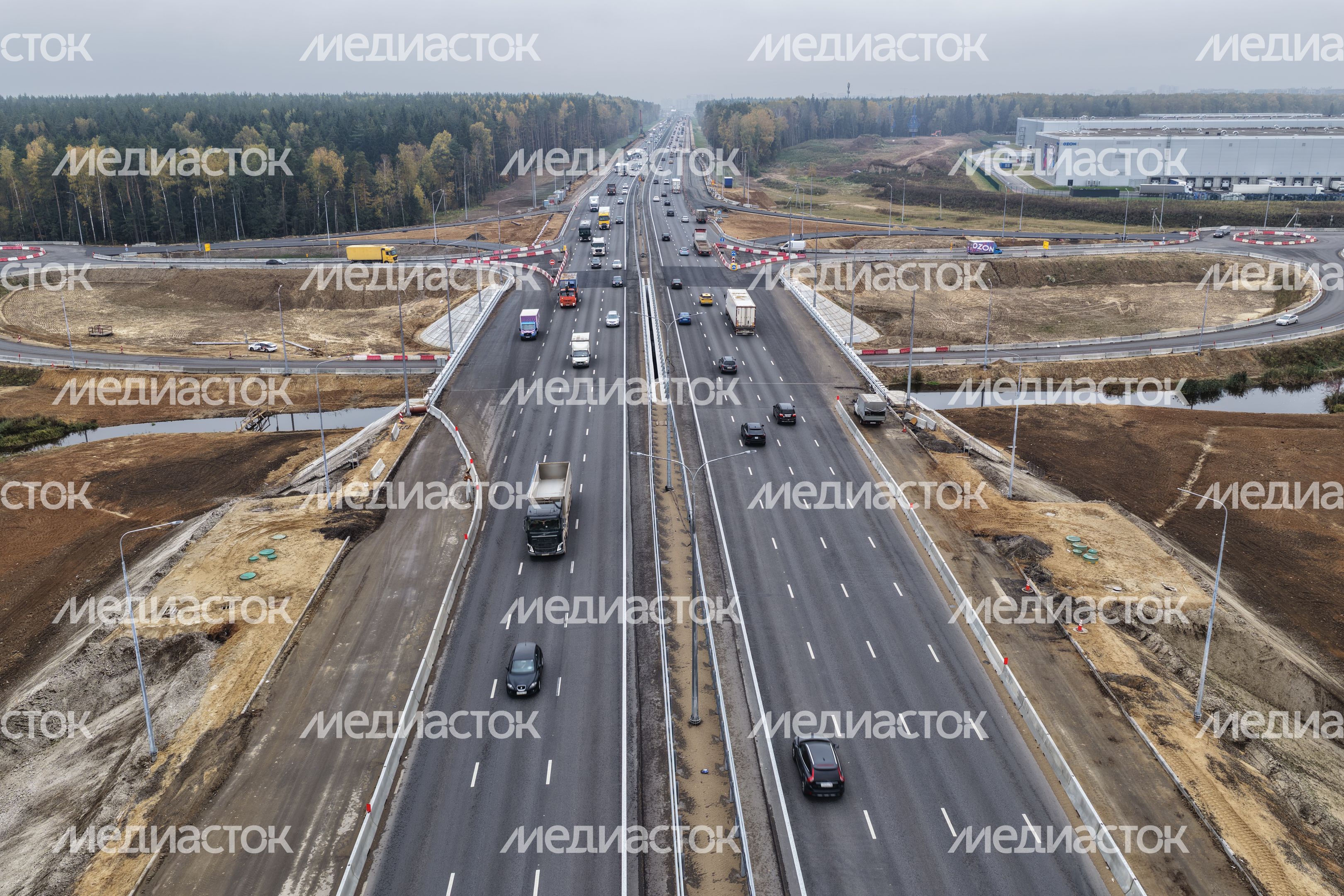 Строительство развязки с мостом через реку Скалба
