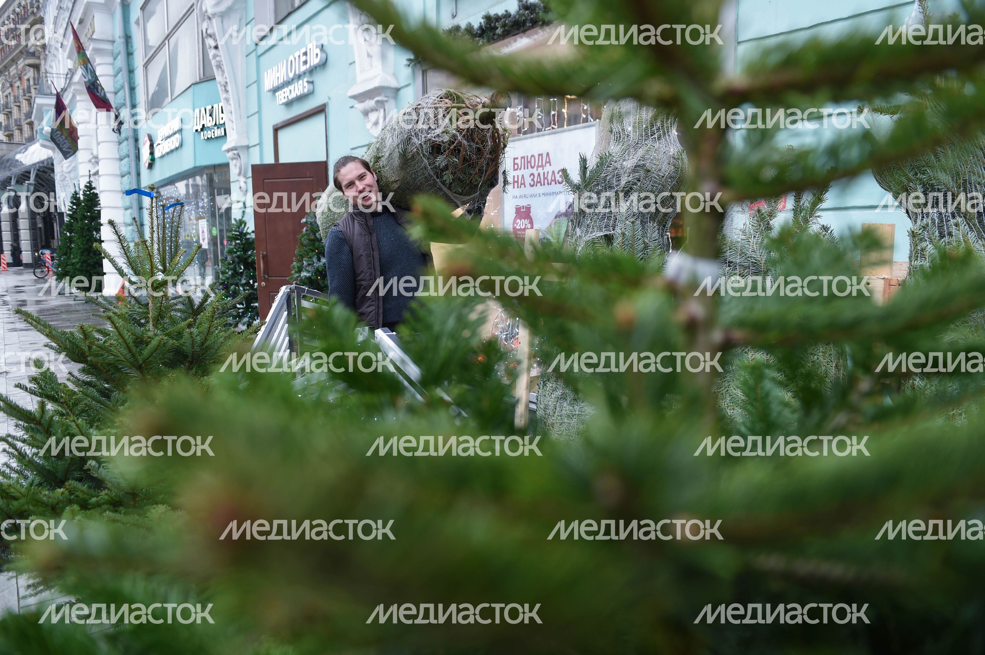 Открытие елочных базаров в Москве