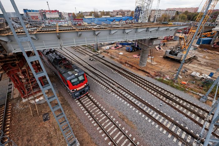 Строительство путепровода через МЦД в Апрелевке
