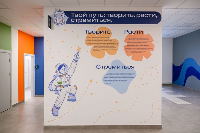 Роспись на стенах нового корпуса Первомайской школы №2 им. М.Ф. Тихонова в Королеве