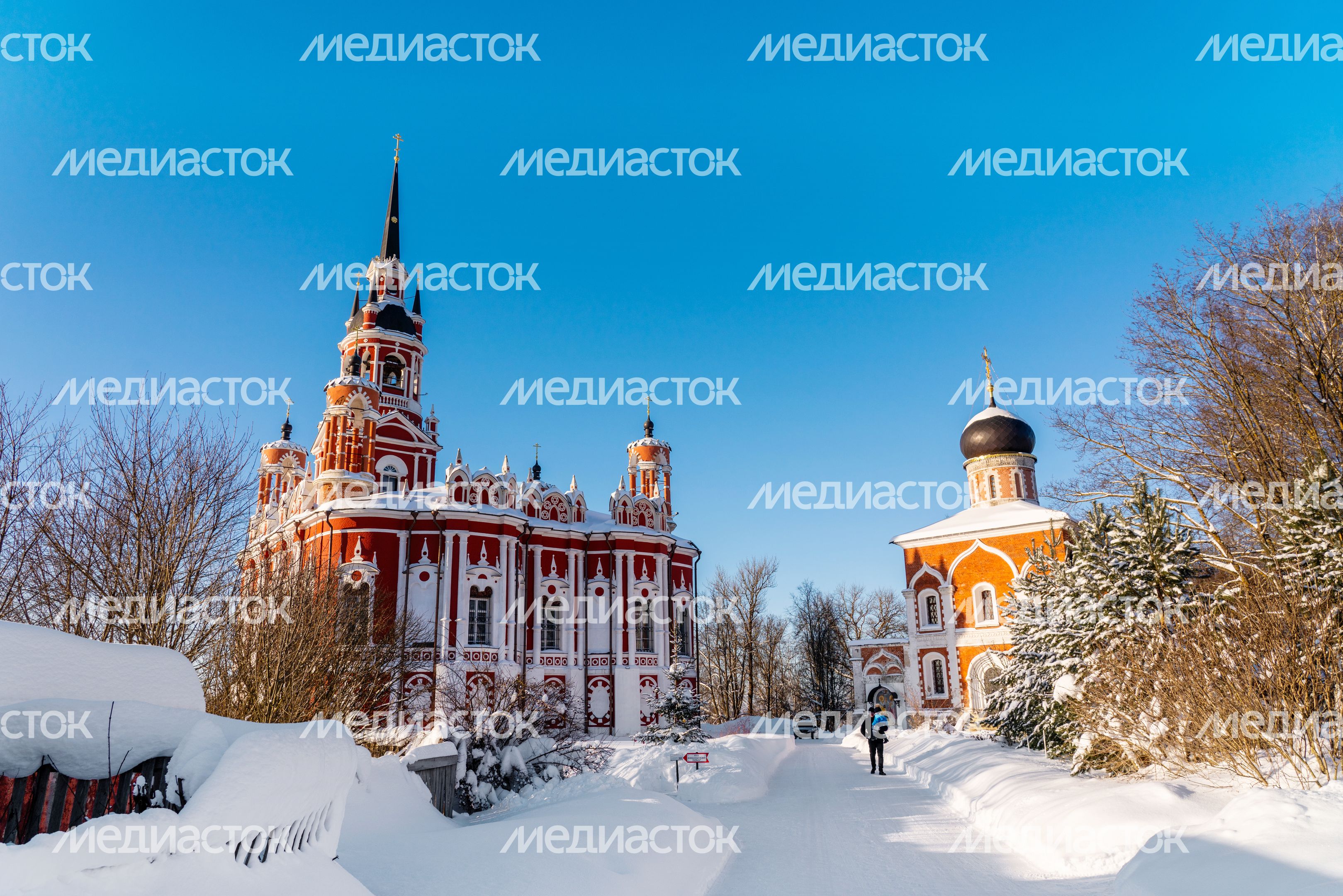 Готический Ново-Никольский собор зимой в Можайске