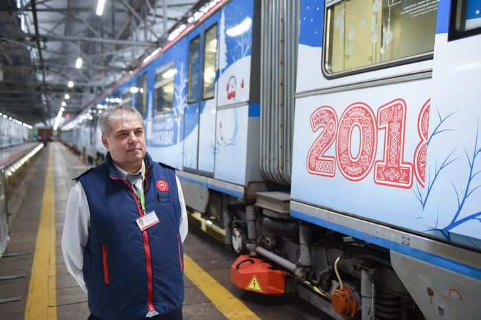 Запуск новогоднего поезда в Московском метрополитене