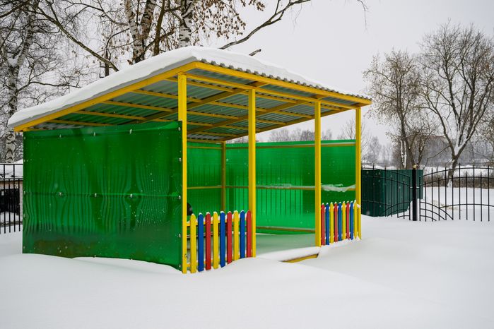Игровая площадка у детского сада лицея №2 после капитального ремонта в Павловском Посаде