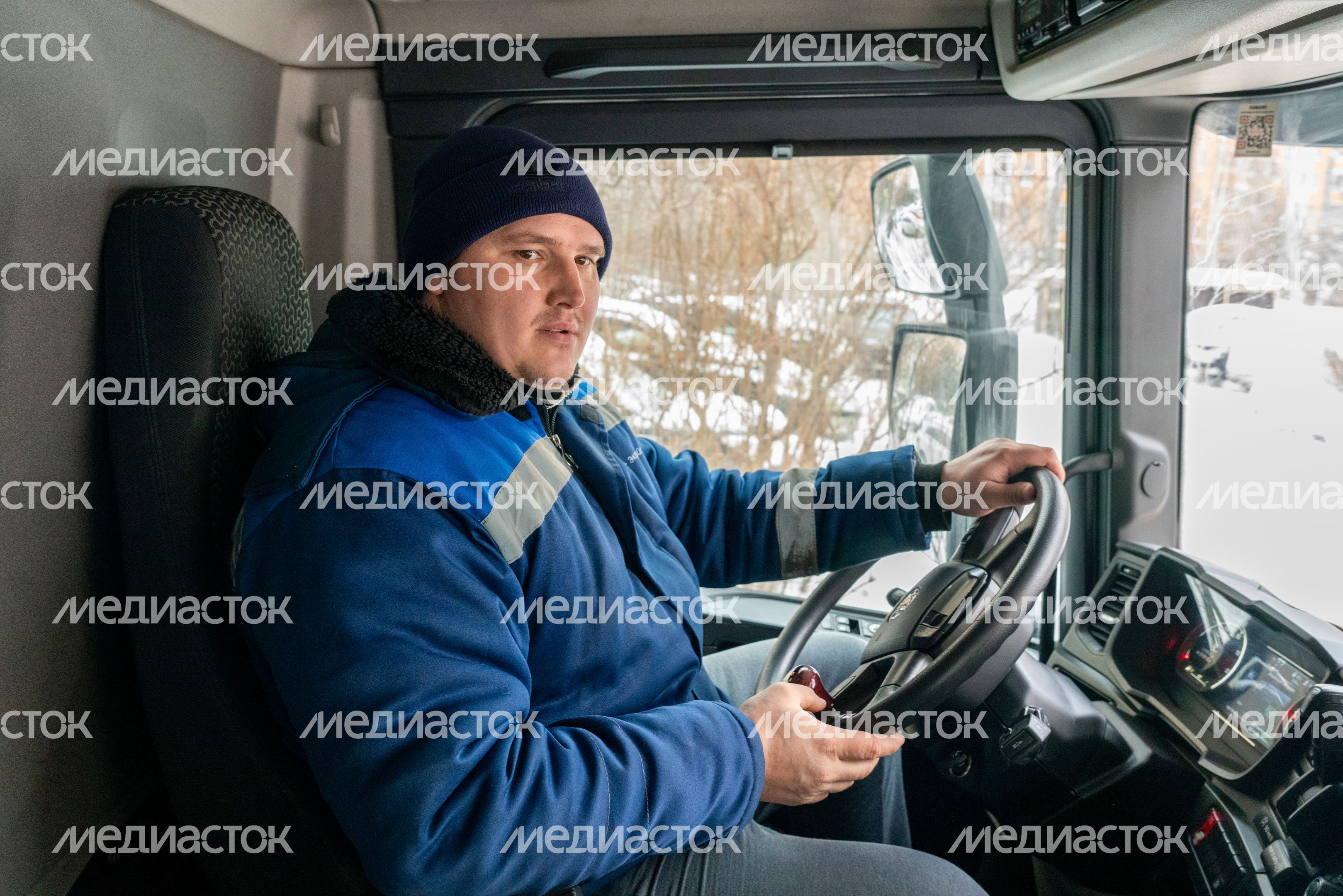 Работа мусоровозов зимой в Красногорске Работа мусоровозов зимой в Красногорске