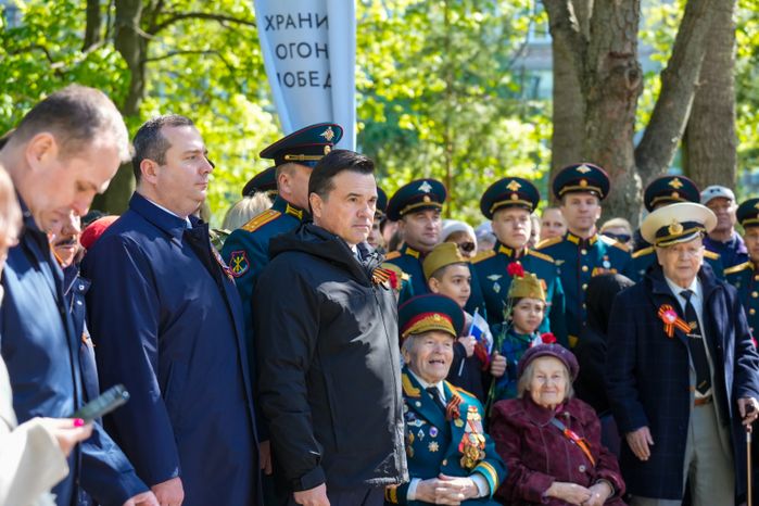 Андрей Воробьев на церемонии зажжения Вечного огня в Королеве