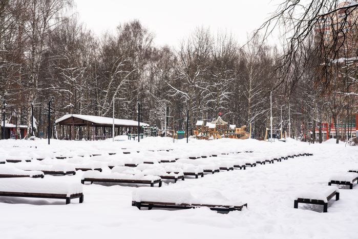 Зима в городском парке культуры и отдыха в Долгопрудном