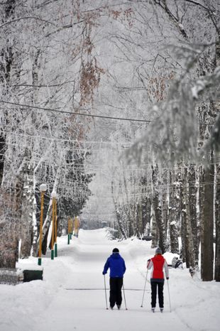 Лыжники в доме отдыха «Ершово» в Звенигороде