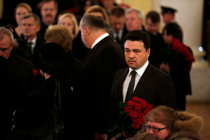 Андрей Воробьев на церемонии прощания с Людмилой Швецовой