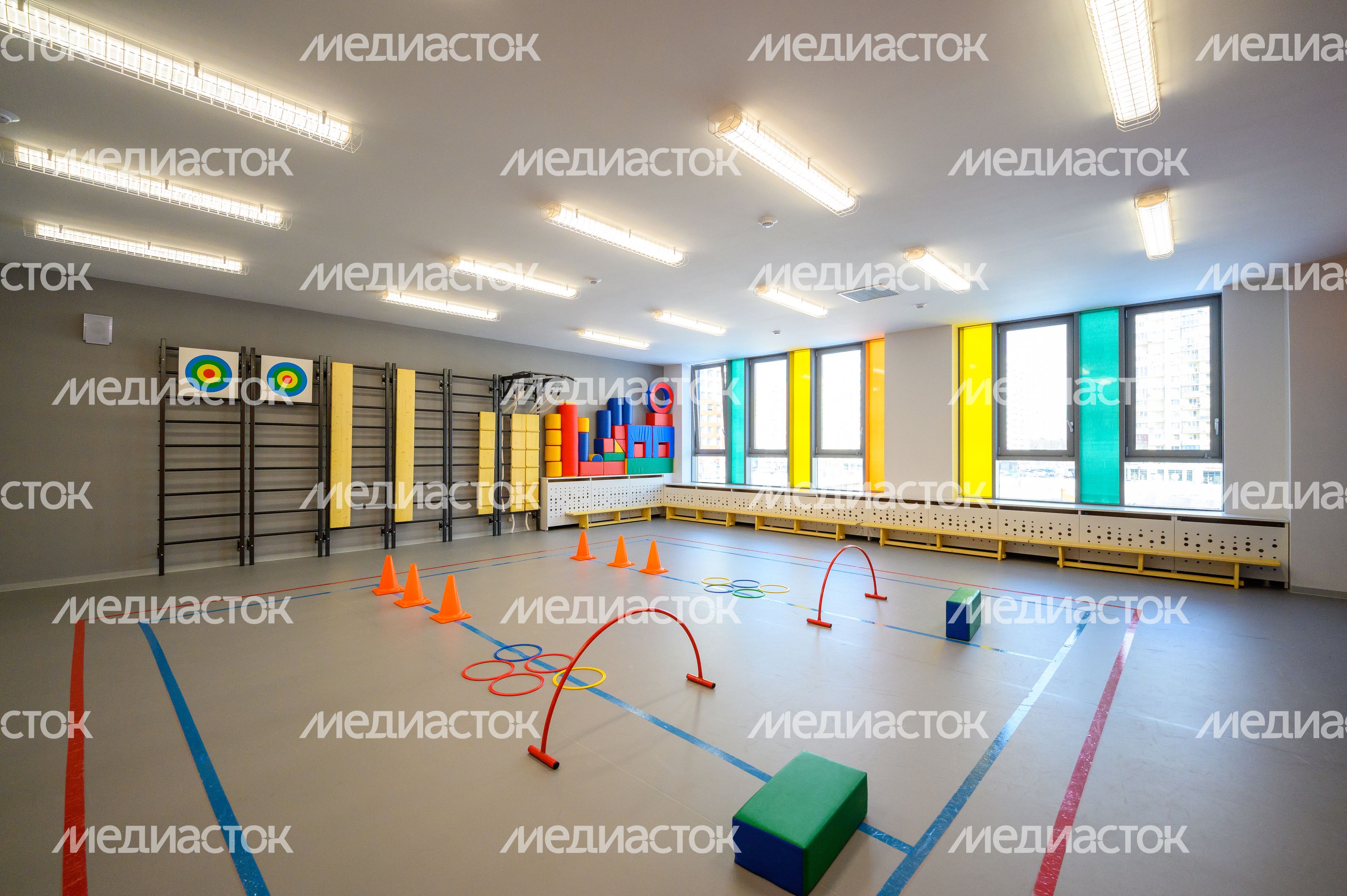 Спортивный зал в новом детском саду «Аистенок» в ЖК «Новое Медведково» в Мытищах Спортивный зал в новом детском саду «Аистенок» в ЖК «Новое Медведково» в Мытищах