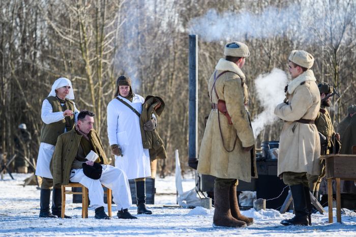Военно-историческая реконструкция в музее танка Т-34 в Мытищах
