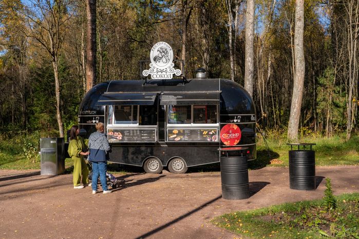 Торговля в лесопарке «Соколиная гора» осенью в Истре
