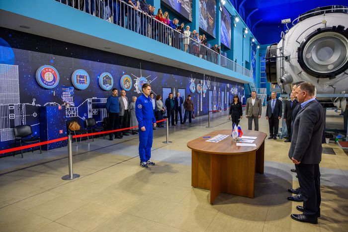 Экзаменационная тренировка космонавта Роскосмоса Андрея Федяева в Центре подготовки космонавтов в Звездном городке