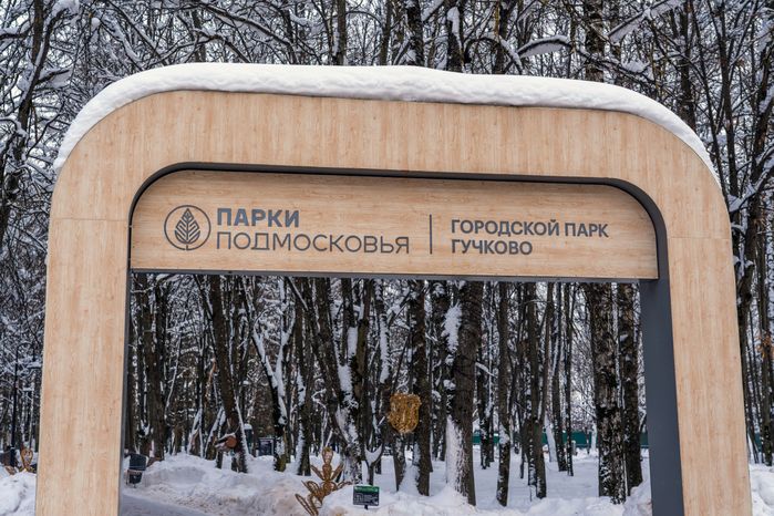 Зима в городском парке «Гучково» в Дедовске округа Истра