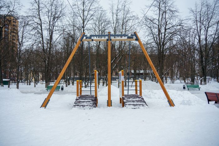Зимний Цаговский сквер (28 квартал) в Жуковском