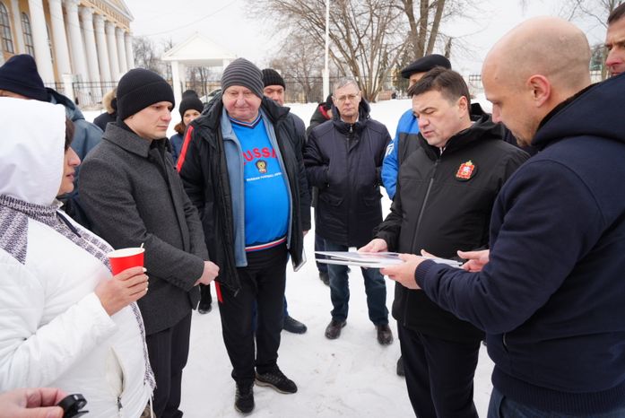 Посещение места строительства нового стадиона «Торпедо» в Люберцах Губернатором Подмосковья