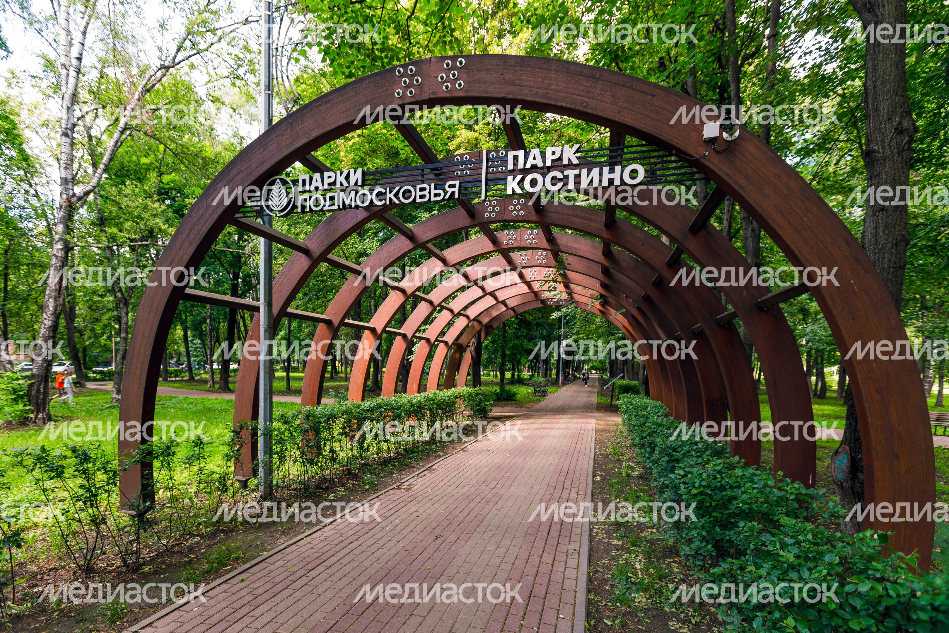 Входная группа в летнем парке «Костино» в Королеве Входная группа в летнем парке «Костино» в Королеве