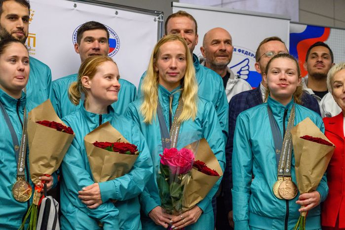 Встреча российской делегации в Шереметьево, вернувшейся с XXV Летних Сурдлимпийских игр в Токио