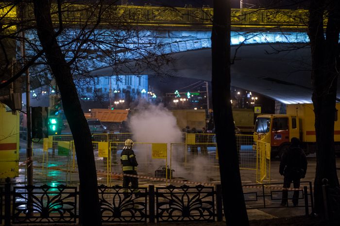 Прорыв трубы в центре Москвы