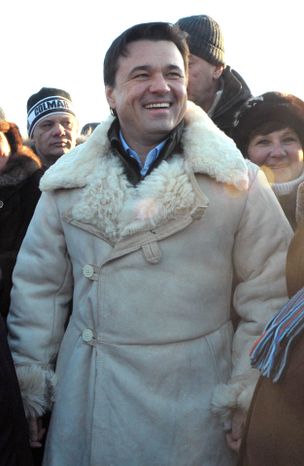 Андрей Воробьев на рубке Главной Новогодней ели