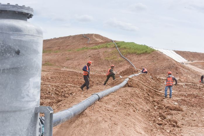 Запуск факельной установки для дегазации в тестовом режиме на полигоне «Ядрово»