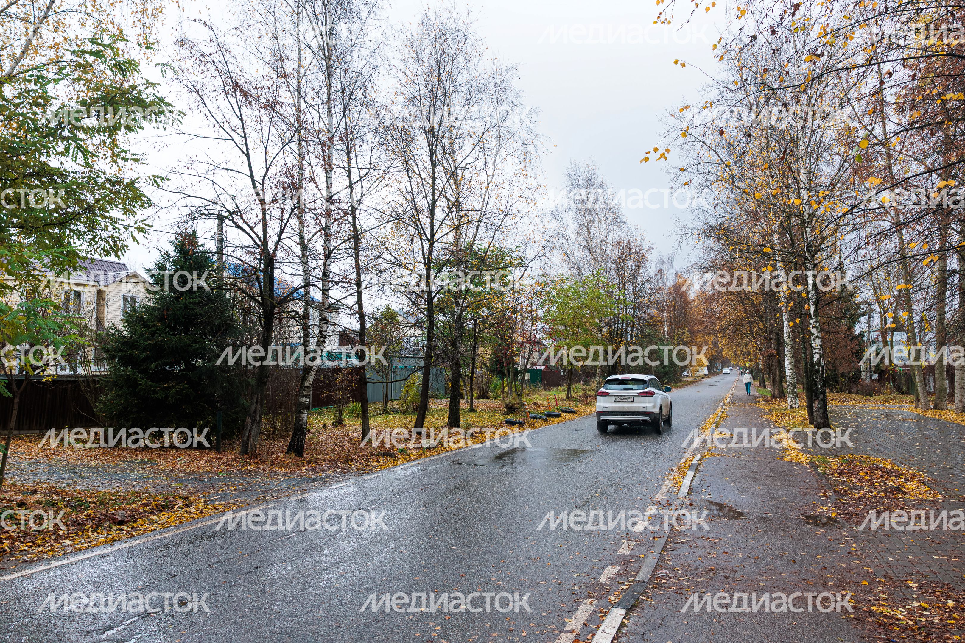 Осенняя автомобильная дорога в микрорайоне Востряково города Домодедово Осенняя автомобильная дорога в микрорайоне Востряково города Домодедово