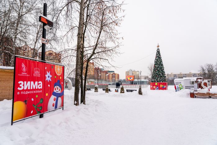 Новогодняя елка в городском парке культуры и отдыха в Долгопрудном