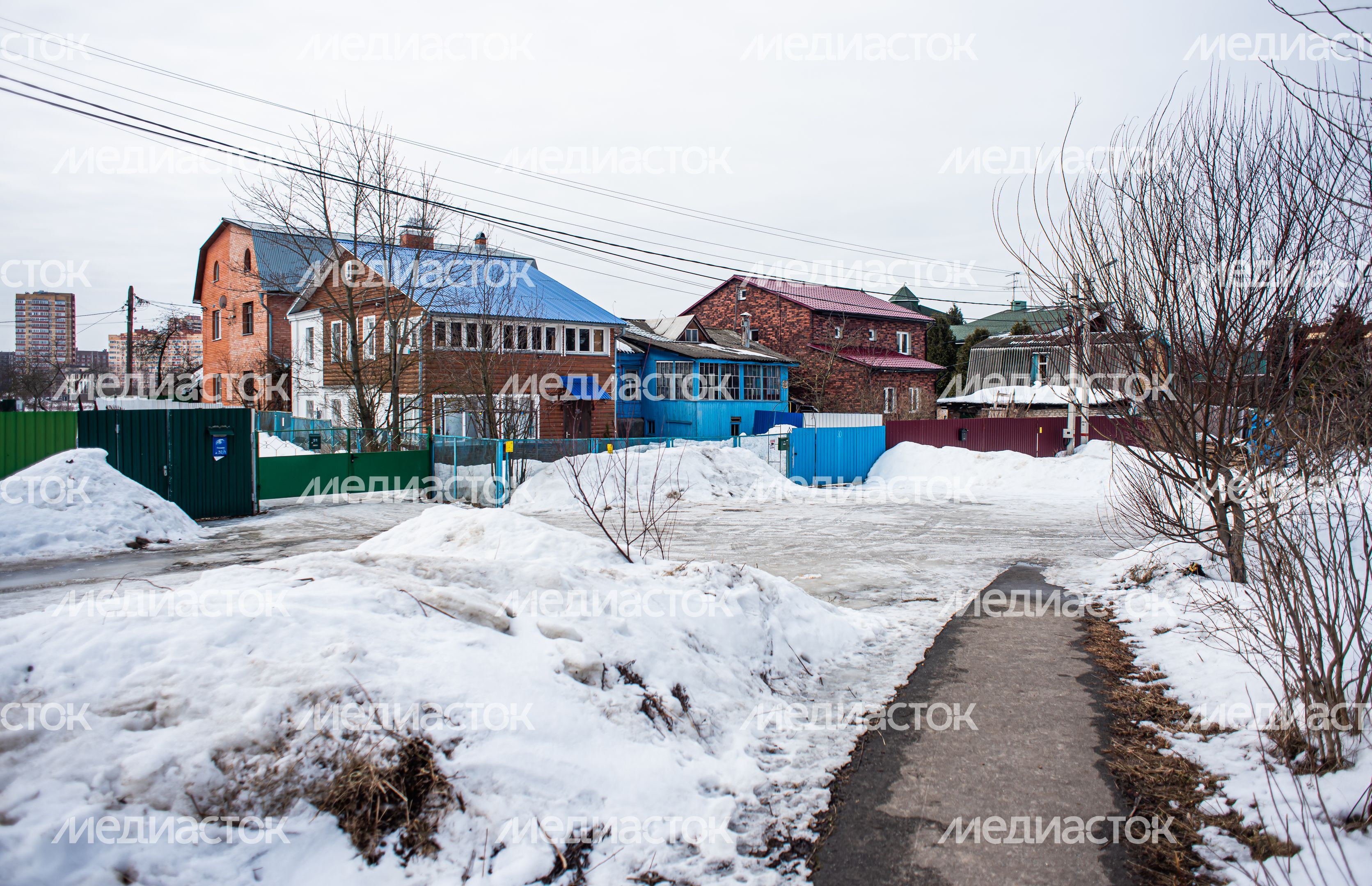 Зимние виды деревни Гребнево