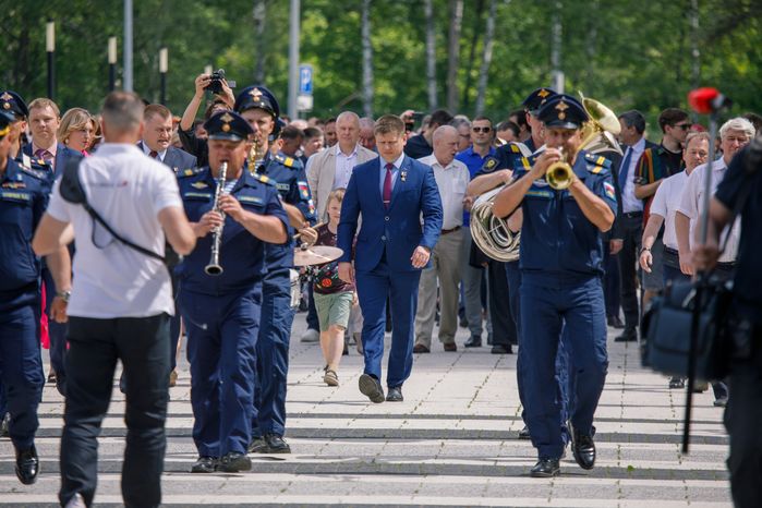 Торжественная встреча космонавтов в Звездном городке