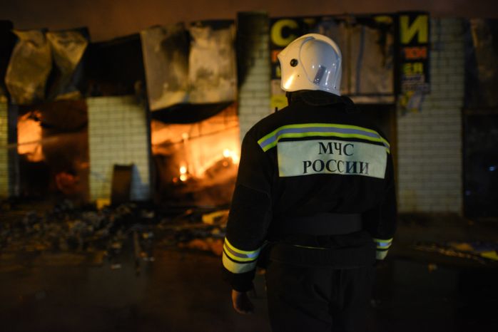 Пожар на рынке «Мельница» на 41 км МКАД