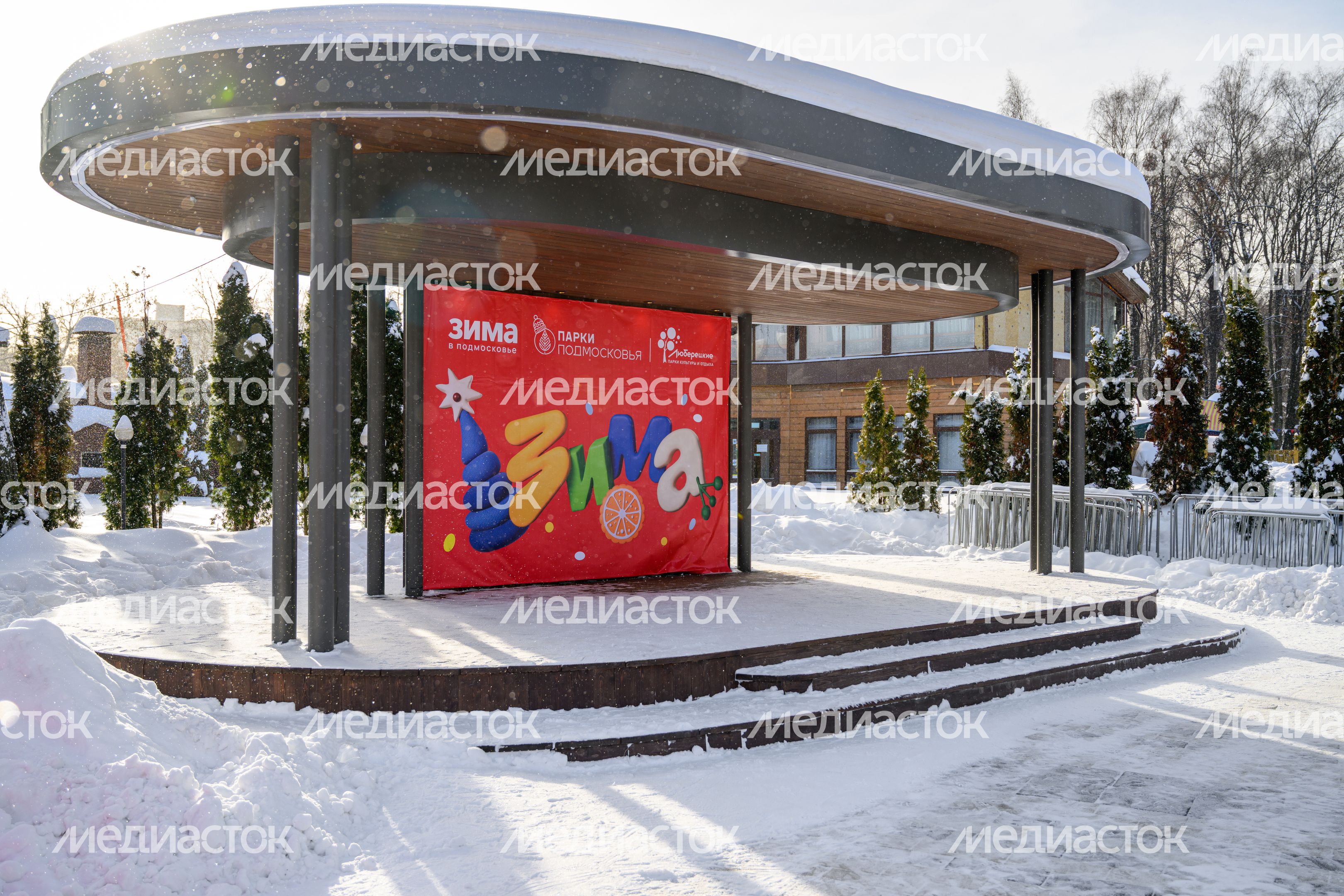Сцена в Наташинском парке зимой в Люберцах