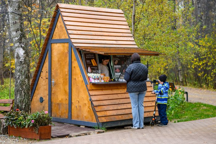 Точка быстрого питания в парке «Взлет» города Домодедово осенью