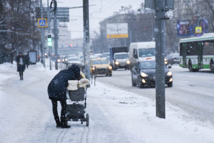 Снегопад в Московском регионе, 18.01.2018