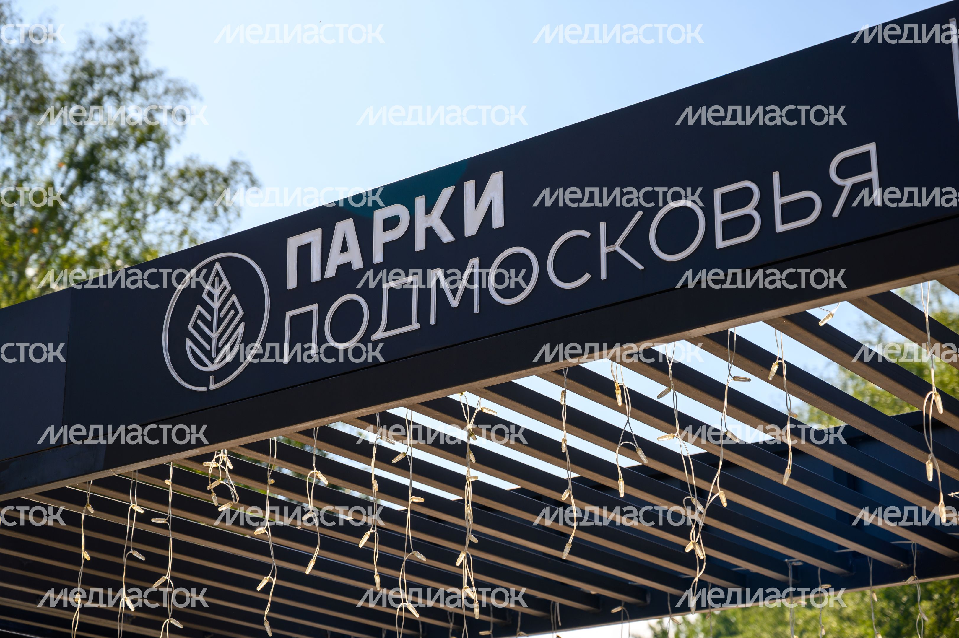 Входная группа парка «Авангард» летом в Электростали Входная группа парка «Авангард» летом в Электростали