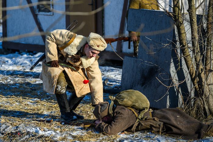 Военно-историческая реконструкция в музее танка Т-34 в Мытищах