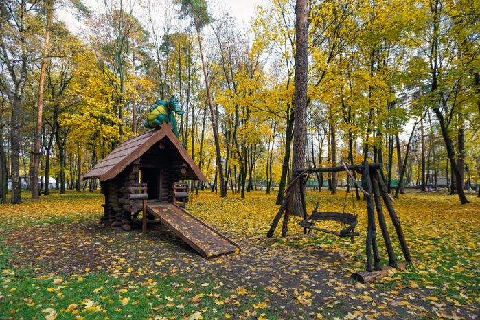 Детская площадка в Центральном парке культуры и отдыха в Ногинске осенью