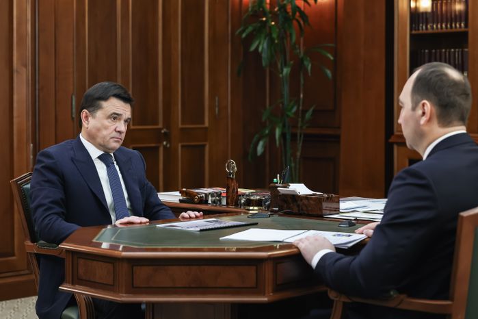 Рабочая встреча Андрея Воробьева с главой г.о. Ступино Сергеем Мужальских