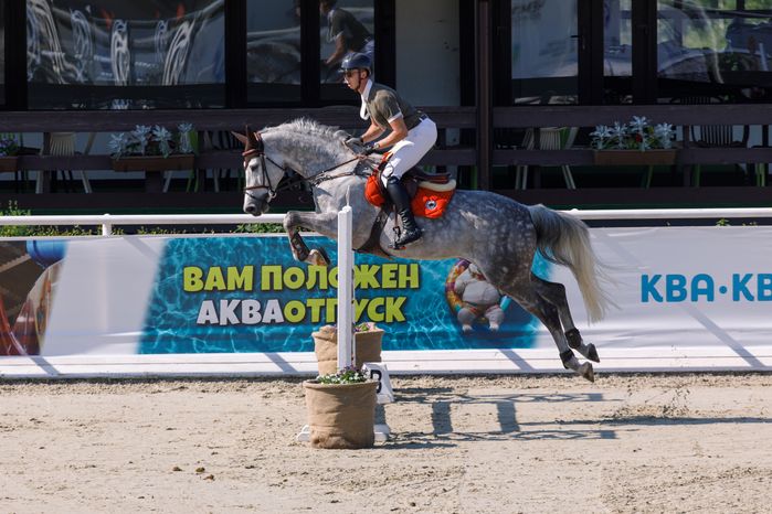 Всадник на Евразийских играх по конкуру в конноспортивном комплексе «Максима парк» в Дмитровском округе