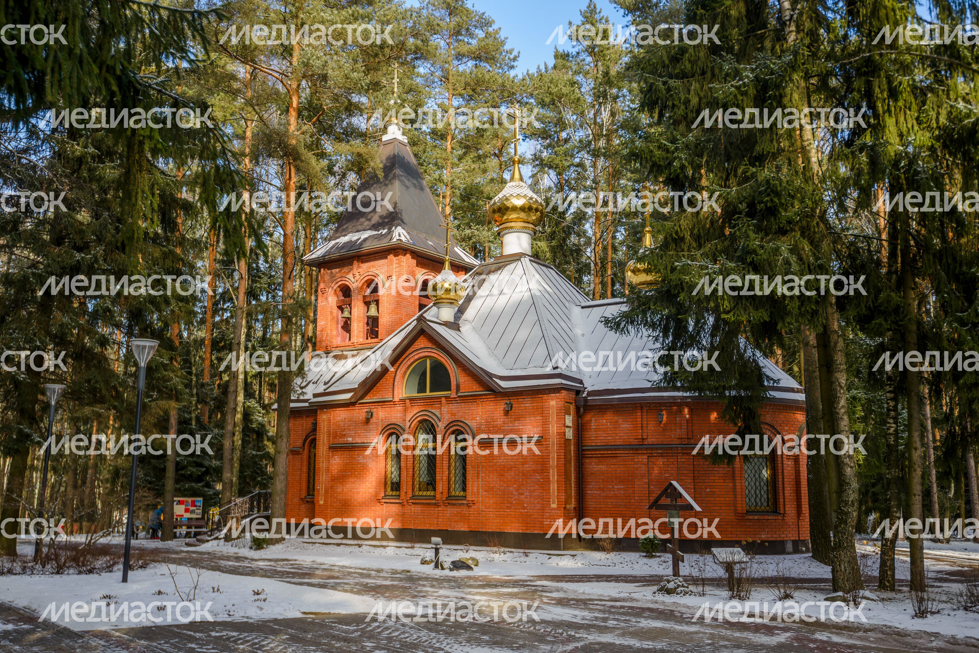 Храм святых благоверных князя Петра и княгини Февронии Муромских в парке культуры и отдыха «Елочки» в Домодедово Храм святых благоверных князя Петра и княгини Февронии Муромских в парке культуры и отдыха «Елочки» в Домодедово