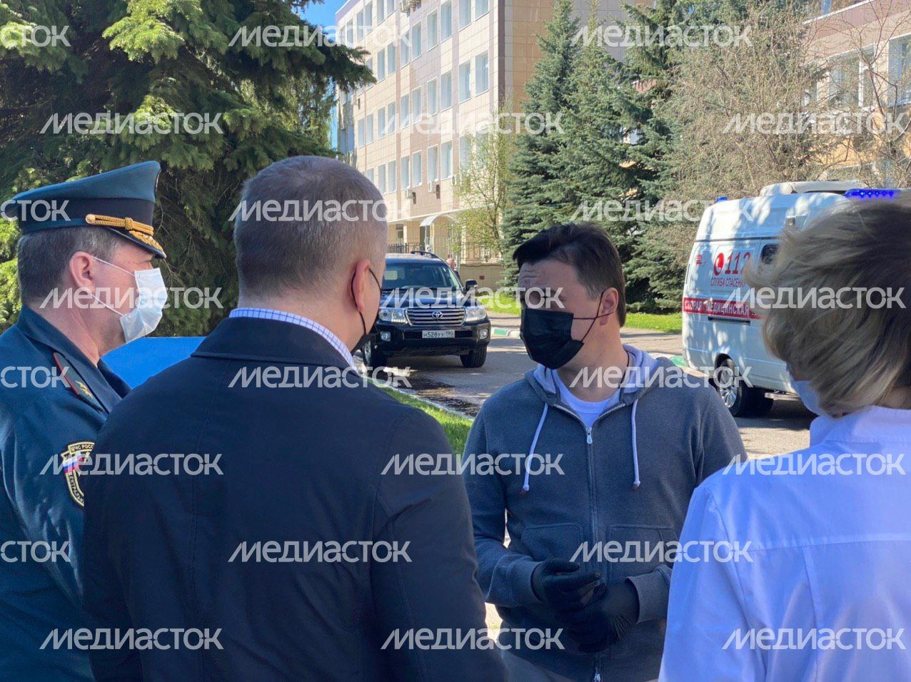Посещение губернатором Подмосковья пострадавших от пожара, произошедшего в частном хосписе «Второй дом» в Красногорске