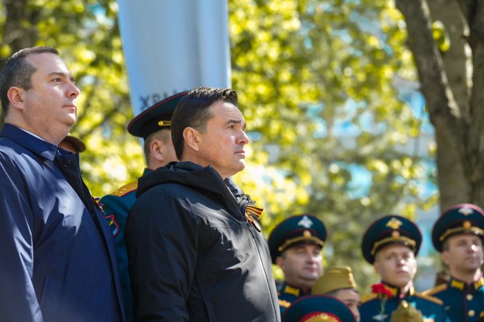Андрей Воробьев на церемонии зажжения Вечного огня в Королеве