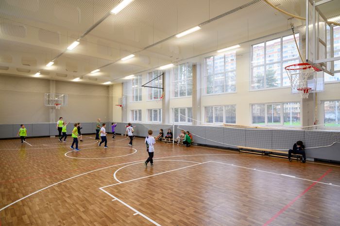 Спортивный зал Центра образования №29 после капитального ремонта в поселке Зеленый. Богородский округ