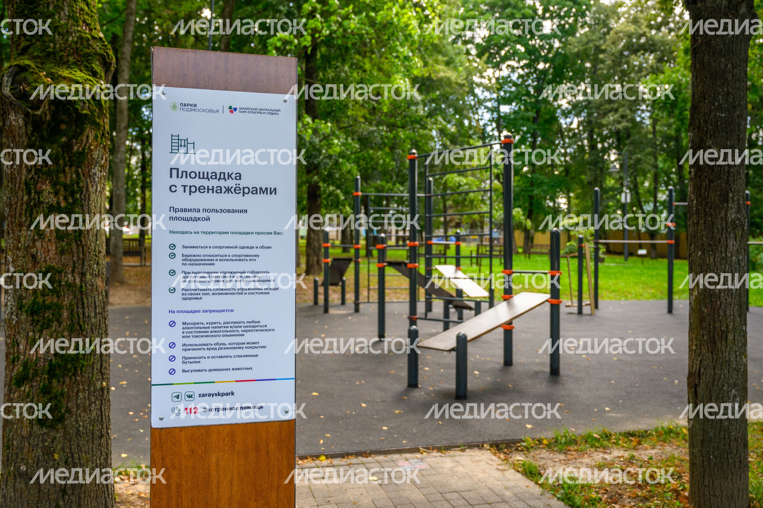 Спортивная площадка в Зарайском центральном парке культуры и отдыха летом Спортивная площадка в Зарайском центральном парке культуры и отдыха летом