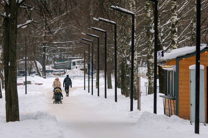 Городской парк культуры и отдыха зимой в Долгопрудном