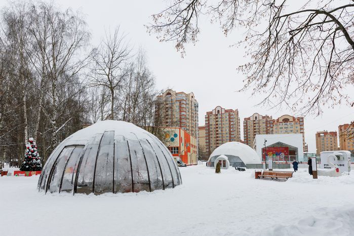 Городской парк культуры и отдыха зимой в Долгопрудном