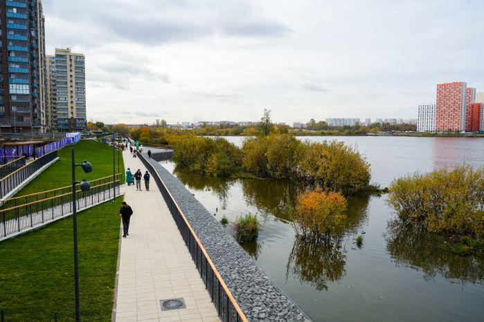 В Люберцах благоустроили парк "Дружба" с пешеходным мостом через озеро Черное