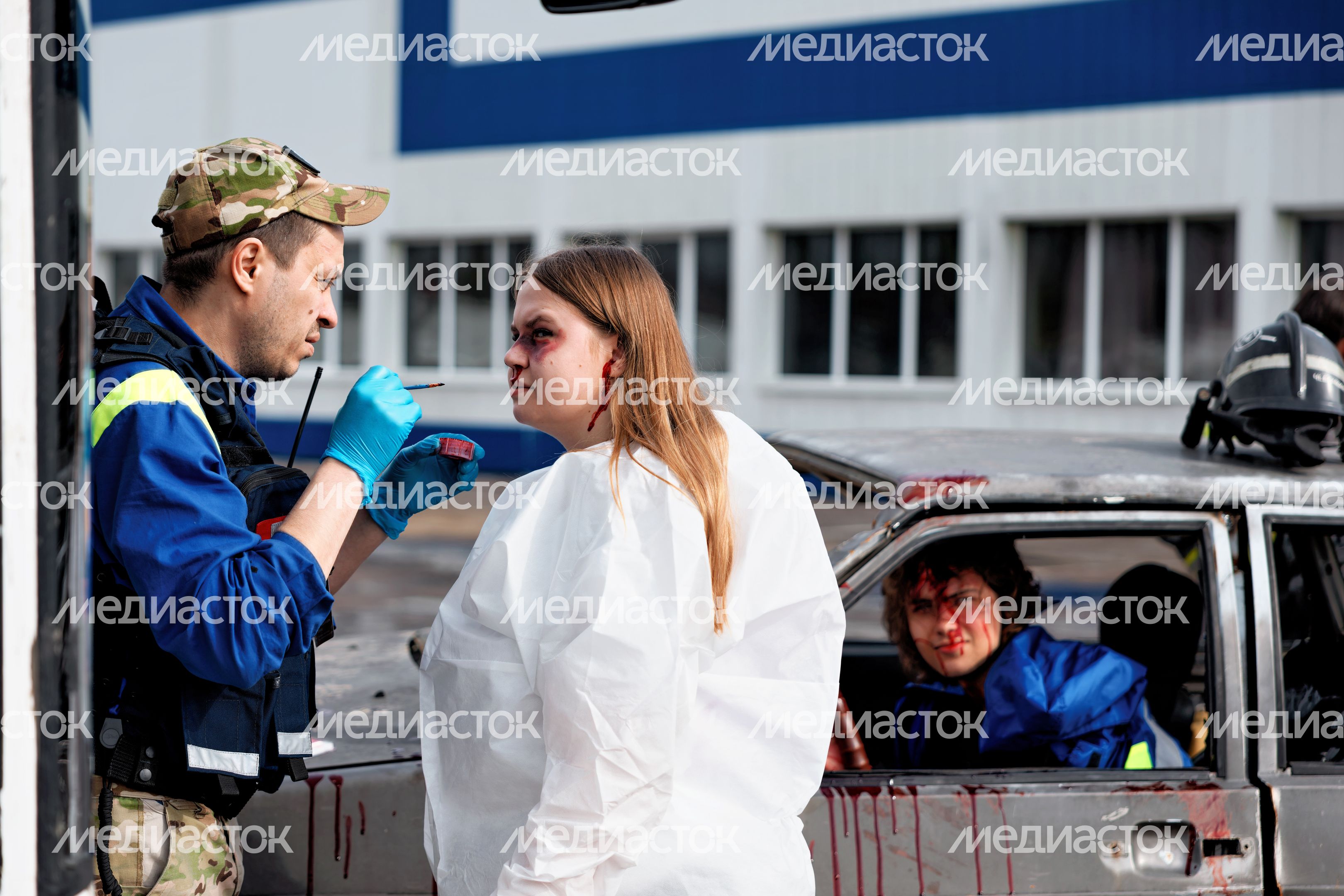 Учения Мособлпожспаса совместно с медициной катастроф по ликвидации последствий массового ДТП в Чехове