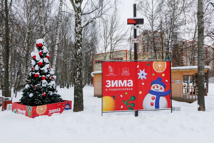 Городской парк культуры и отдыха зимой в Долгопрудном